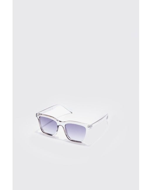 BoohooMAN White Clear Plastic Sunglasses for men