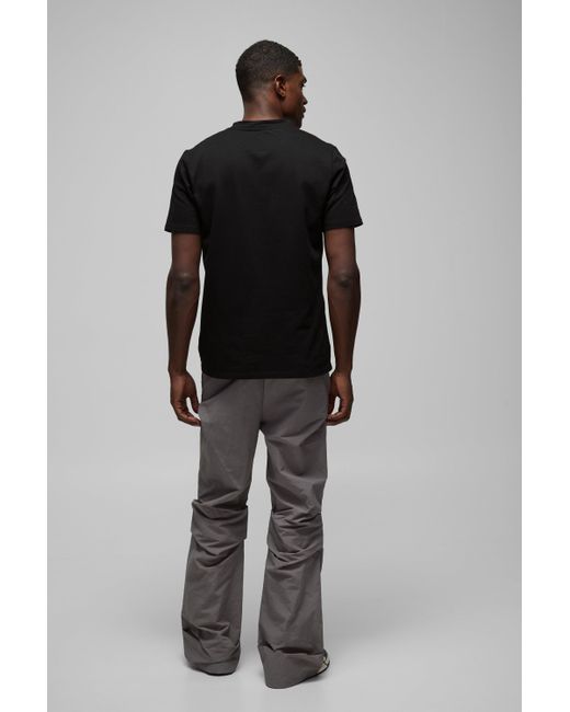 Boohoo Gray Elasticated Waist Ruched Flare Crinkle Nylon Trouser