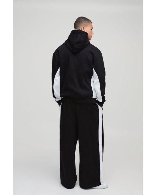 BoohooMAN Black Extreme Wide Leg Man Colour Block Joggers for men