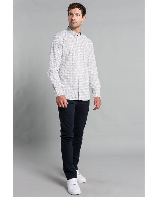 BoohooMAN Gray French Connection Cotton Long Sleeve Floral Shirt for men