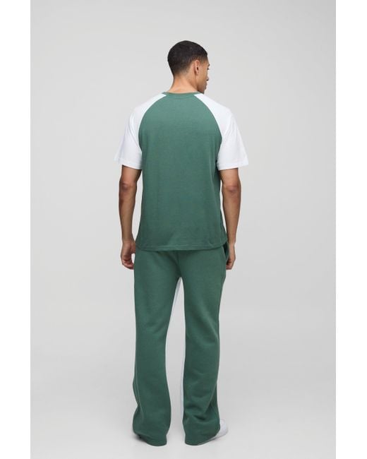 Boohoo Green Relaxed Colour Block Joggers
