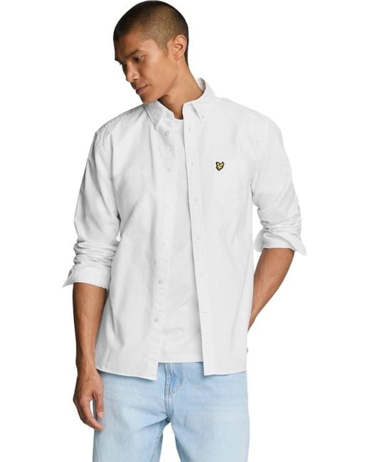 BoohooMAN White Lyle & Scott Plain Oxford Shirt for men