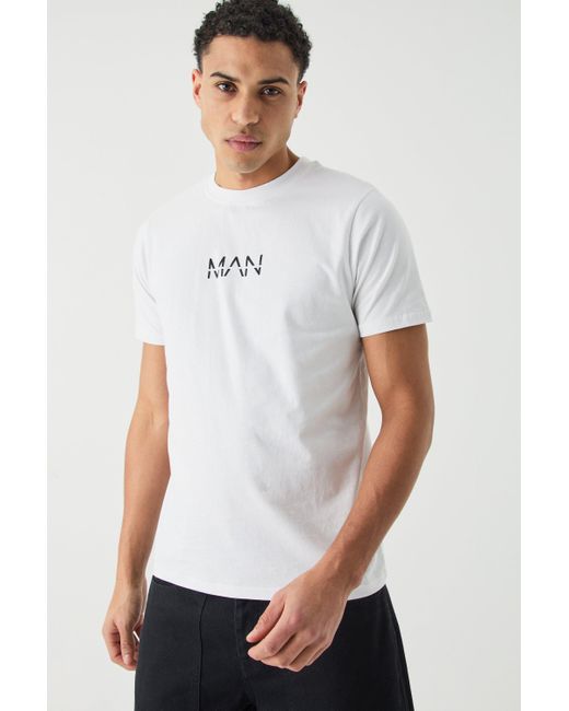 BoohooMAN White Dash Slim Fit T-shirt for men