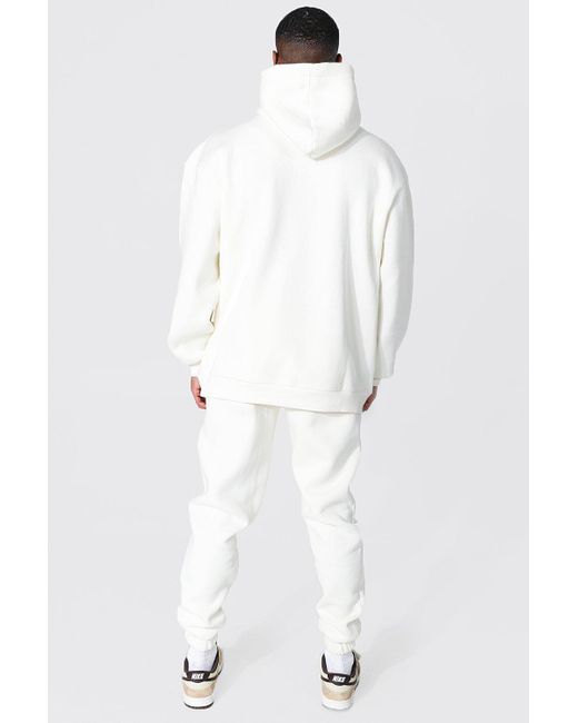 Embroidered Hooded Tracksuit in Ecru 