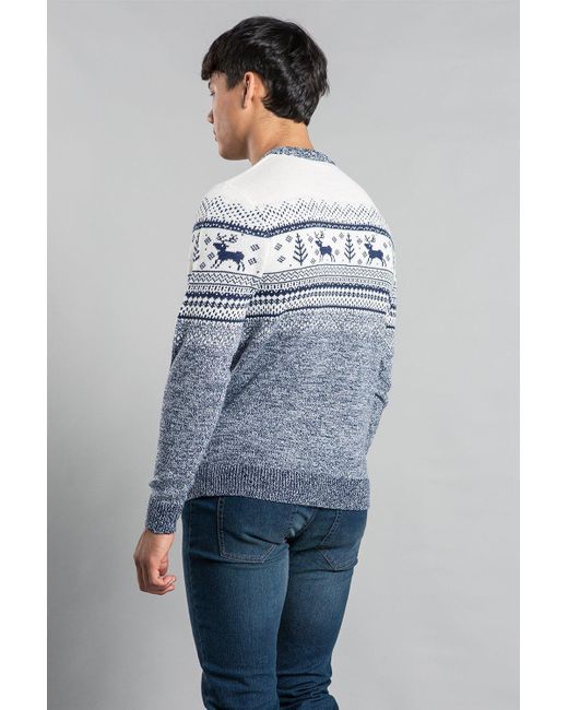 BoohooMAN Gray Tokyo Laundry Festive Colour Block Jacquard Knit Jumper for men