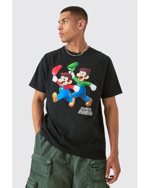 BoohooMAN Green Oversized Super Mario License T-shirt for men