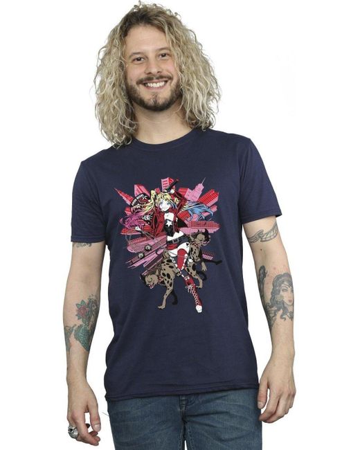 BoohooMAN Blue Dc Comics Harley Quinn Hyenas T-shirt for men