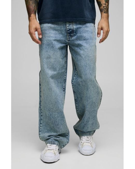 BoohooMAN Blue Relaxed Rigid Jean for men