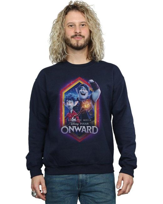 BoohooMAN Blue Disney Onward Brothers Crest Sweatshirt for men