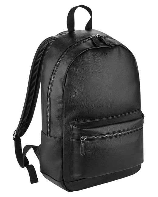 BoohooMAN Black Bagbase Faux Leather Backpack for men