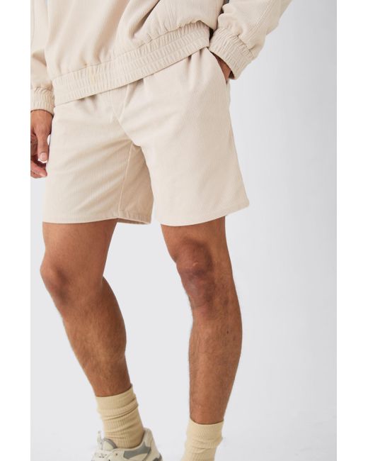 BoohooMAN Corduroy Smart Shorts in White für Herren