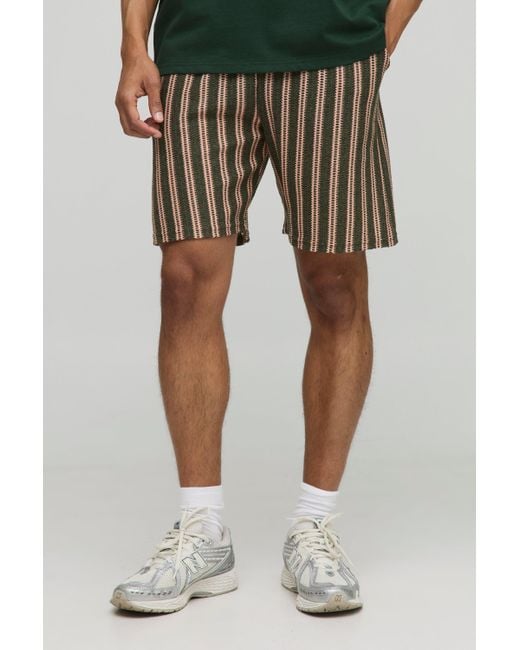 Boohoo Green Elasticated Waist Relaxed Fit Crochet Shorts