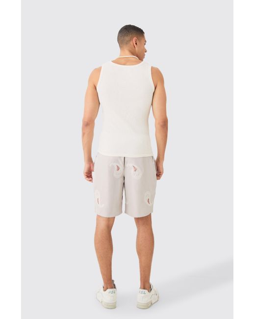 BoohooMAN White Muscle Fit Ribbed Vest for men