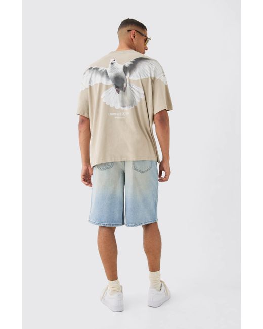 Boohoo Natural Oversized Large Scale Dove Graphic T-shirt