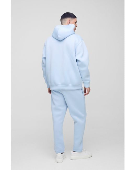 BoohooMAN Blue Oversized Bonded Scuba Hooded Tracksuit for men