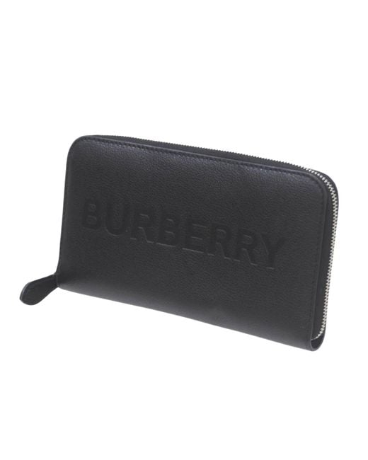 BoohooMAN Burberry Preloved Zip Around Wallet Embossed Logo - Black for men