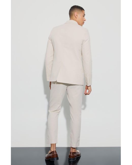 Mix & Match Linen Blend Tailored Tapered Trousers Boohoo de color White