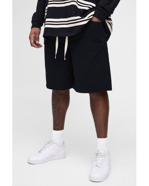 BoohooMAN Black Plus Elasticated Waist Baggy Shorts for men