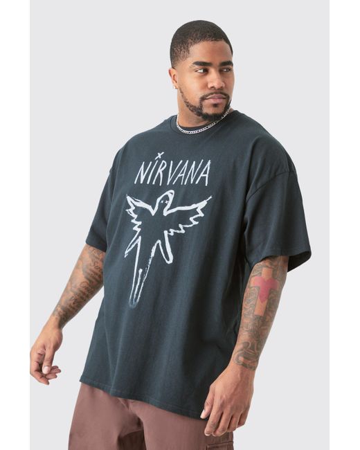 Boohoo Plus Oversize Nirvana License T-shirt Black