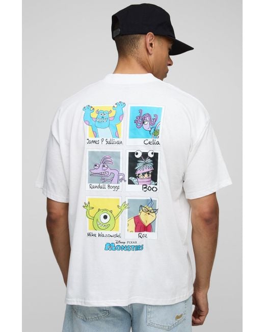 BoohooMAN Weißes Oversize T-Shirt mit lizenziertem Disney Monsters Inc Print in White für Herren