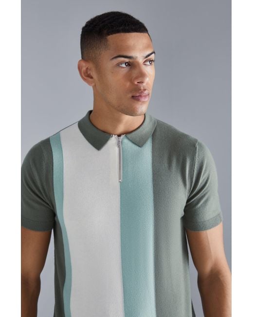 BoohooMAN Gray Short Sleeve Regular Fit Colour Block Polo for men