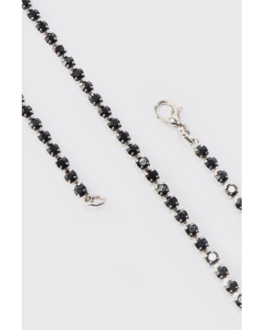 Iced Chain Necklace In Black Boohoo de color Blue