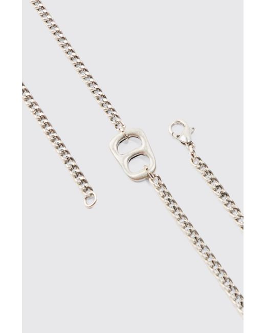 Boohoo White Chain Detail Pendant Necklace In Silver