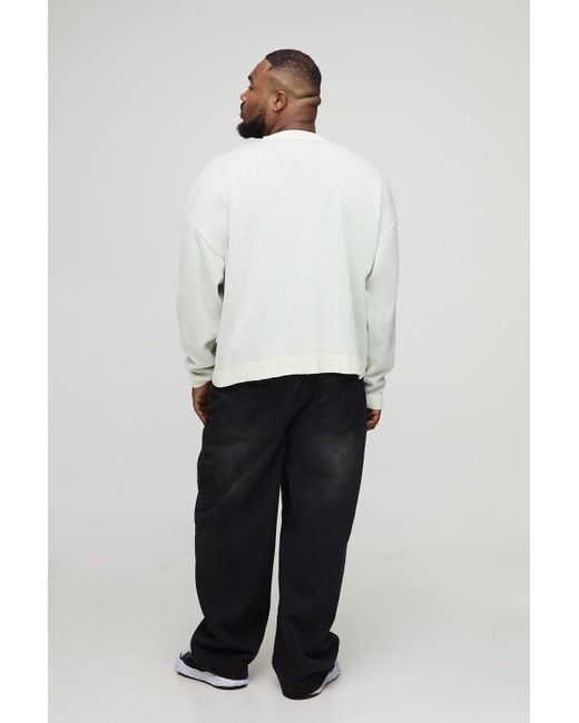 Plus Oversized Boxy Knitted Jumper Boohoo de color White