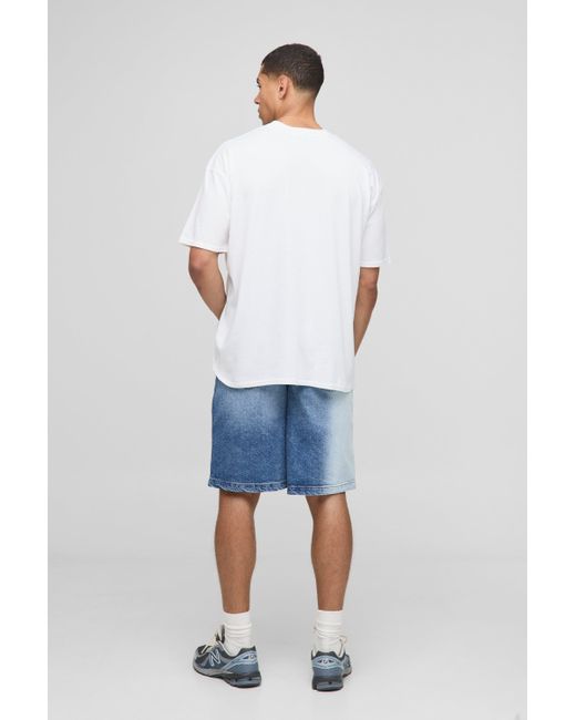 BoohooMAN Weißes Oversize T-Shirt mit MAN Lake Como Print in White für Herren