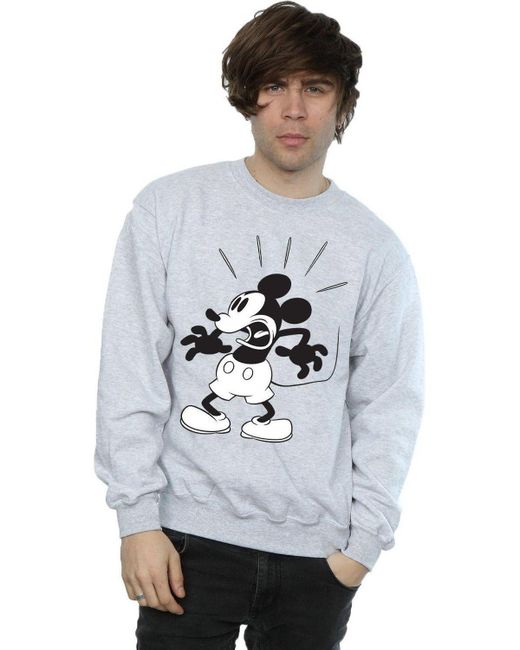 BoohooMAN Gray Disney Mickey Mouse Scared Sweatshirt for men