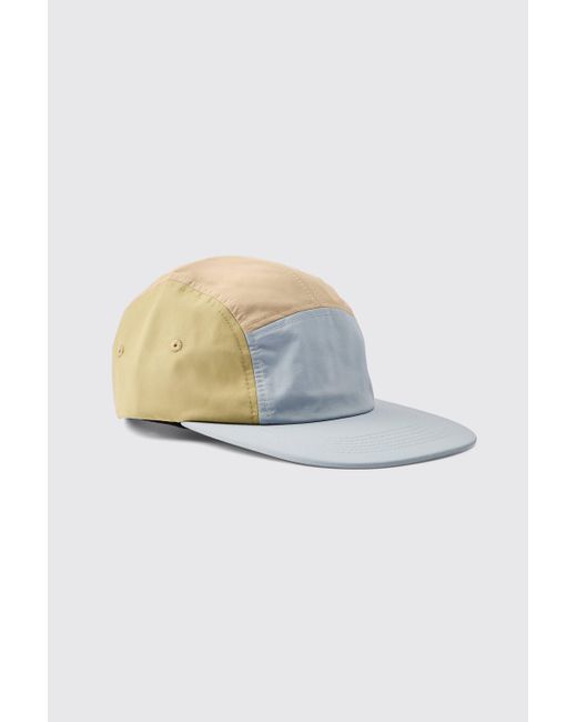 BoohooMAN Green Colour Block Woven Camper Hat In Light Grey for men