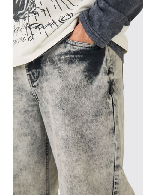Extreme Baggy Rigid Acid Wash Jeans In Charcoal Boohoo de color Gray