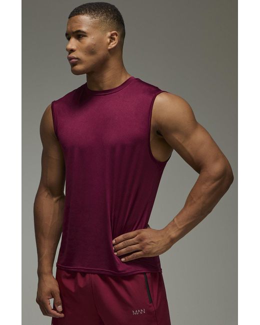 BoohooMAN Purple Active Regular Lightweight Essentials Gym Tank for men