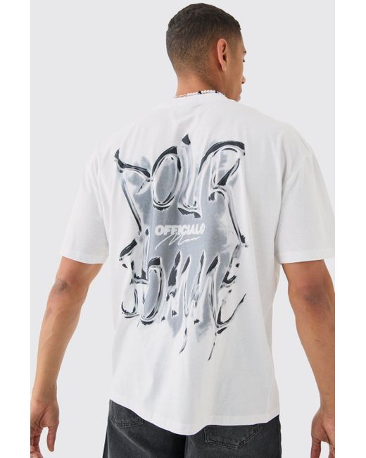 BoohooMAN Oversized Extended Neck Gothic Homme T-shirt in White für Herren