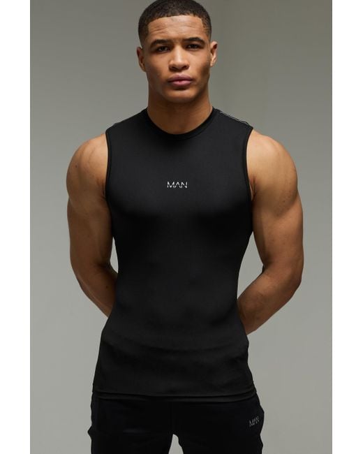 BoohooMAN Black Active Reflective Muscle Fit Performance Tank 2 Pack for men