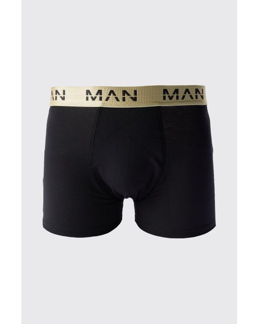 BoohooMAN 5 Pack Roman Gold Waistband Boxers In Black for men