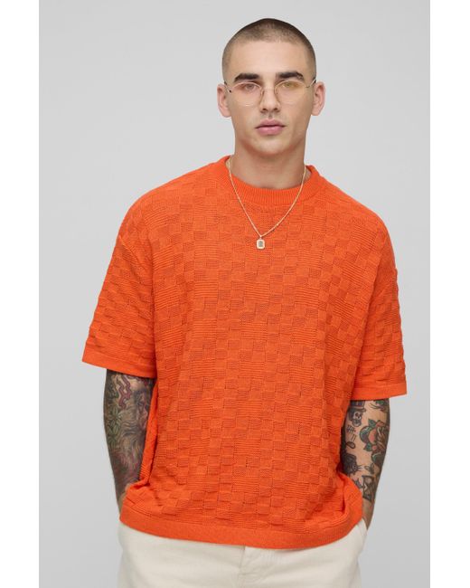 BoohooMAN Strukturiertes Oversize T-Shirt in Orange für Herren
