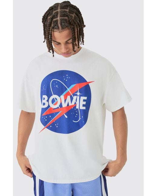 BoohooMAN Blue Oversized Bowie License T-shirt for men