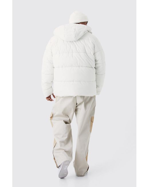 BoohooMAN White Plus Panelled Matte Puffer Jacket for men