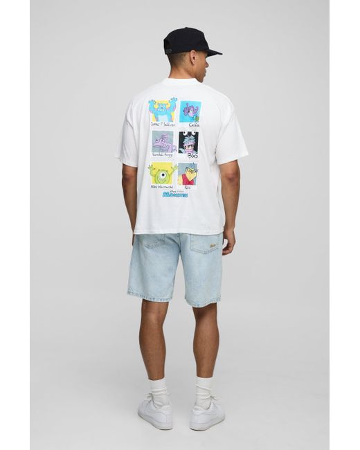 BoohooMAN Weißes Oversize T-Shirt mit lizenziertem Disney Monsters Inc Print in White für Herren