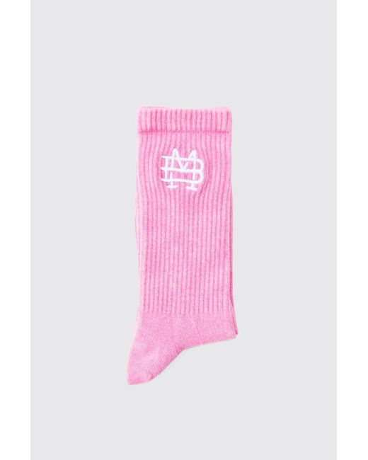 BoohooMAN Acid Wash Bm Embroidered Socks In Pink für Herren