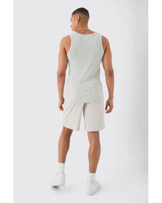 BoohooMAN White Relaxed Mid Length Limited Edition Mesh Shorts for men