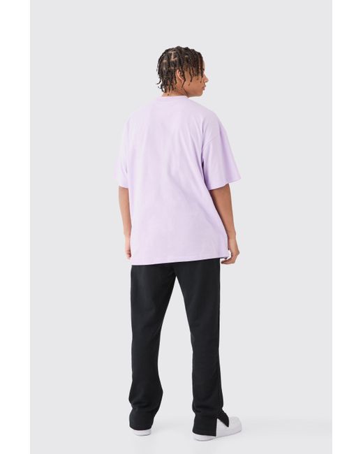 BoohooMAN Purple Oversized Extended Neck Basic T-shirt for men