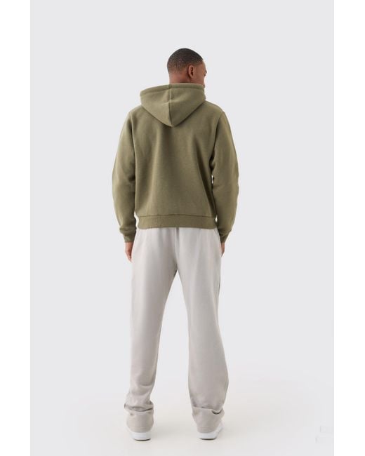 BoohooMAN Green Boxy Fit Zip Through Hoodie for men