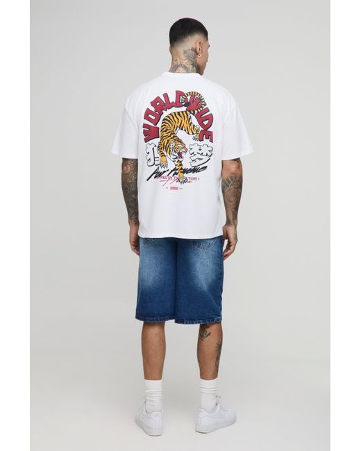 BoohooMAN Blue Tall Relaxed Fit Jorts for men