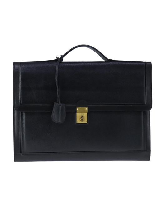BoohooMAN Bally Preloved Leather Briefcase Business Style - Black for men
