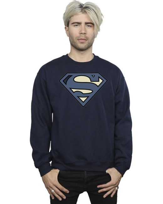 BoohooMAN Dc Comics Superman Indigo Blue Logo Sweatshirt for men