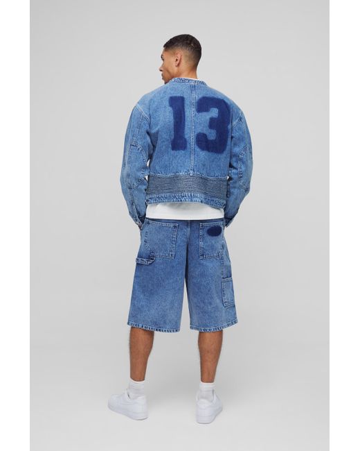 BoohooMAN Jorts mit Detail in Blue für Herren