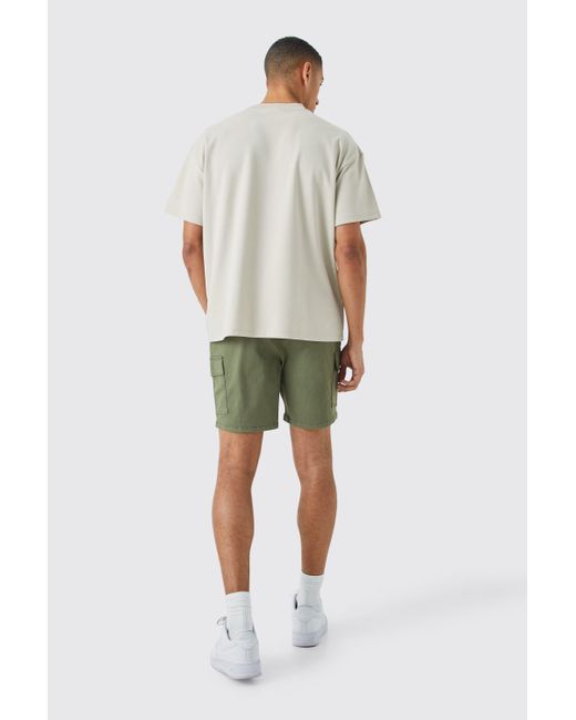 BoohooMAN Green Slim Fit Cargo Shorts for men