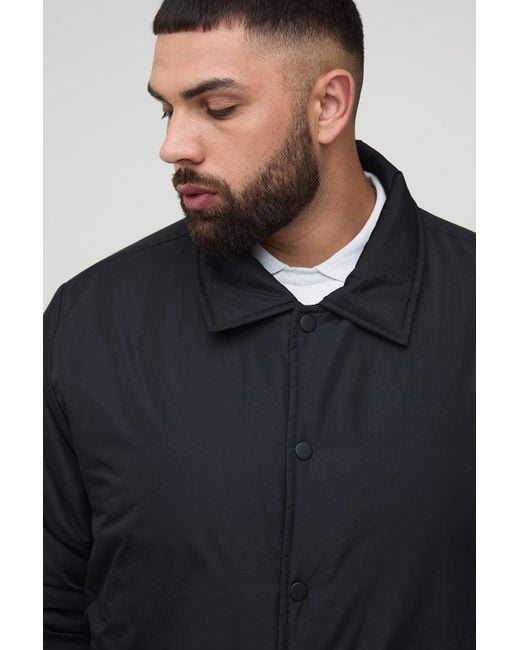 BoohooMAN Plus Regular Fit Padded Collared Coach Jacket in Blue für Herren